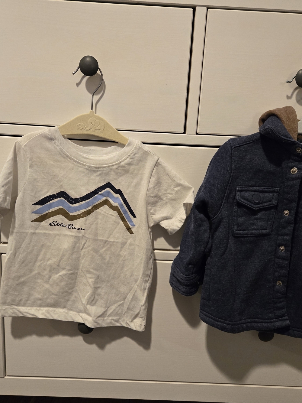 Eddie Bauer White Mountain Graphic Tee w/ Matching Jacket- Blue/Tan Stripes 2T